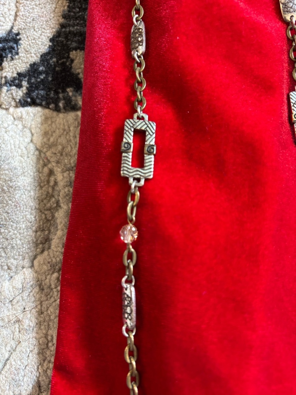 Long Silver-Link Geometric Pendant Necklace - Women Jewelry - Picture 2 of 5